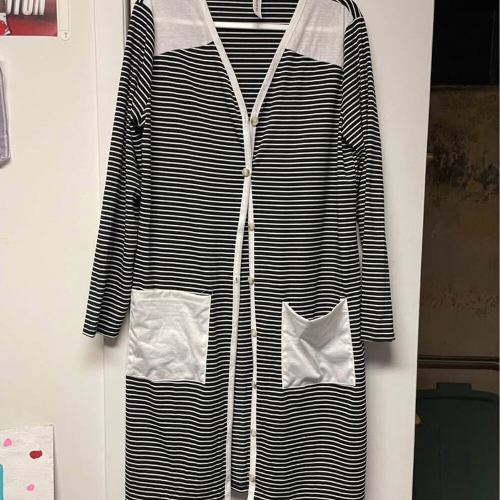 Women’s Tickled Teal XL striped cardigan - Picture 4 of 5